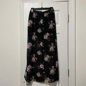 Sheer black floral maxi skirt size 4 from H&M